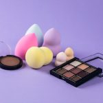 Makeup Sponges on a purple background